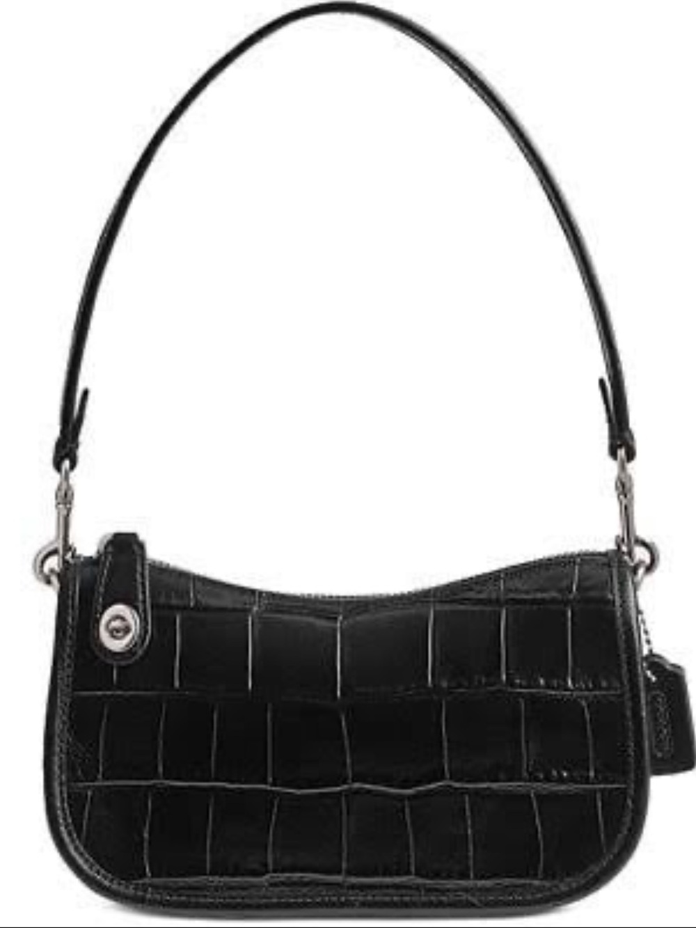 Coach Black Croc-Embossed Shoulder Bag